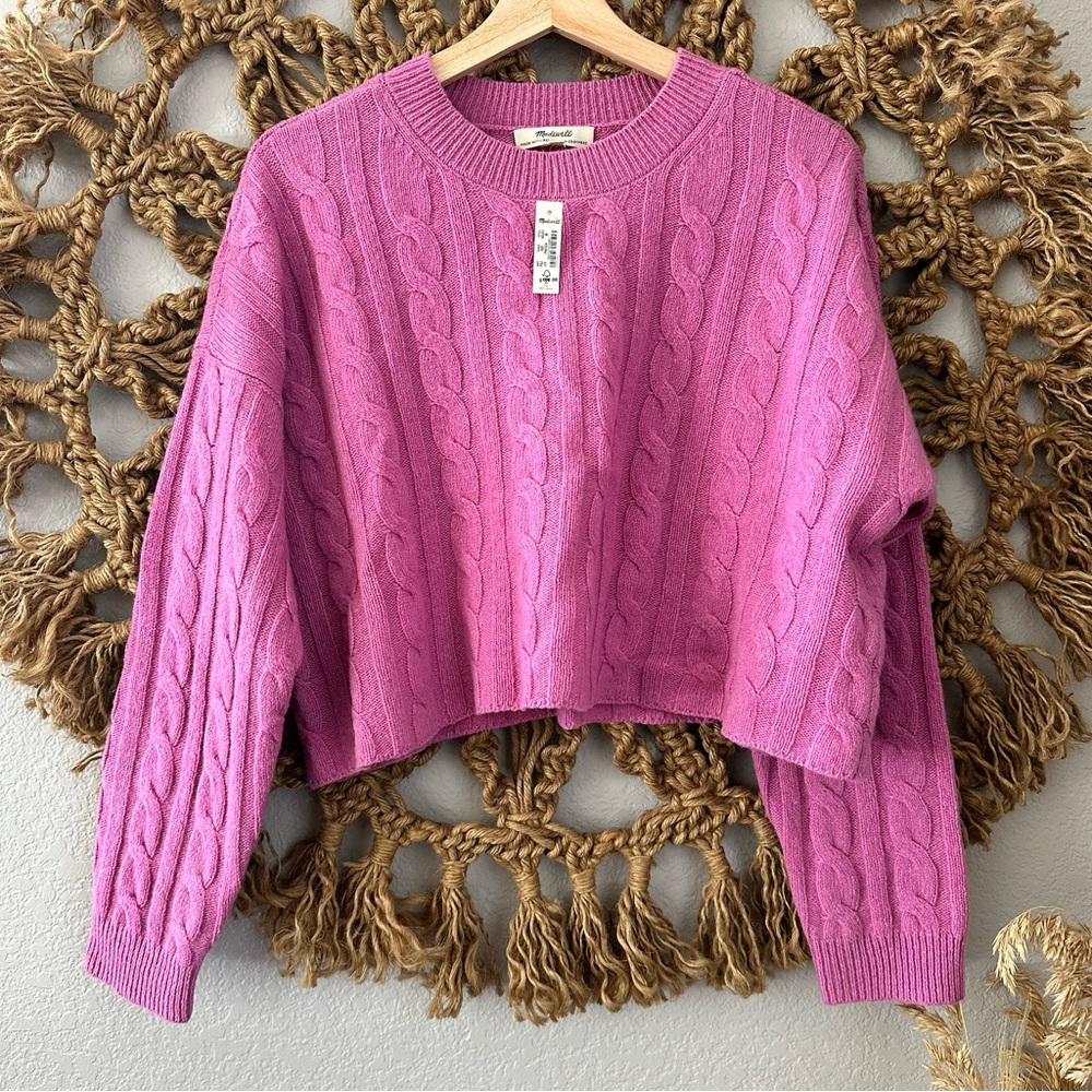 NWT Madewell (Re)sourced Cashmere Cable-Knit Crop Sweater
